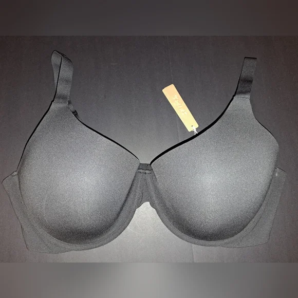 💕SKIMS Fits Everybody Lightly lined Underwire Plunge Scoop Bra Black Onyx 44DD - Picture 7 of 11